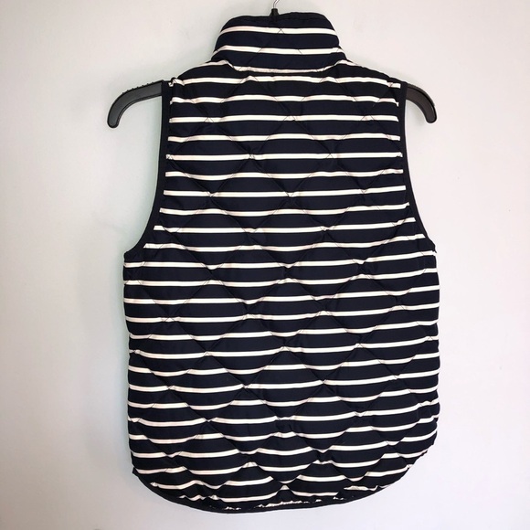 J.Crew Navy/White Striped Puffer Vest - Picture 6 of 10